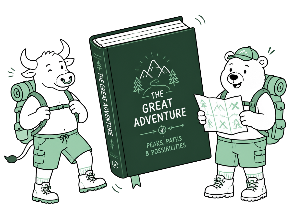 Crypto Categories Unveiled guide with bull and bear explorer mascots